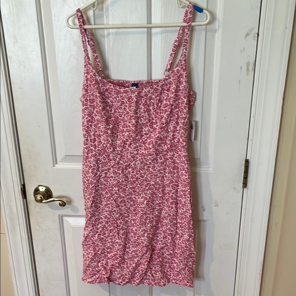 NWT Old Navy Linen Pink Floral Dress with adjustable straps size Medium - Picture 1 of 7